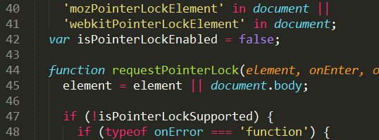 Screenshot of code